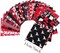 50 Pcs 5 x 5 Inches Christmas Precut Fabric Squares Black Red Cotton Craft Fabric Fat Quarters Snowman Santa Snowflake Fabric Scraps Bundles for Xmas DIY Craft Patchwork Sewing Quilting